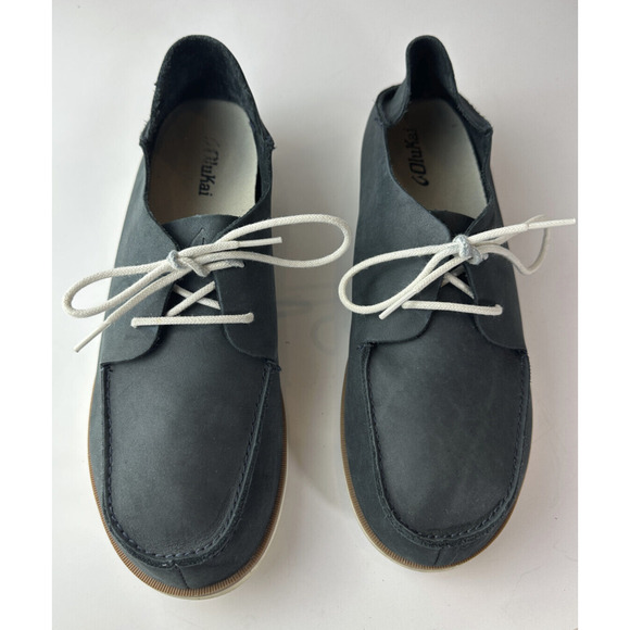 Olukai Holokai Leather Comfort Casual Shoes Carbon Gray Loafer Men's Size 9.5 - Picture 3 of 16